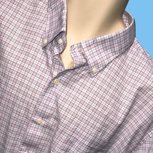 Peter Millar Pink Blue Check Button Up Shirt Size XXL  #68 - Picture 1 of 3